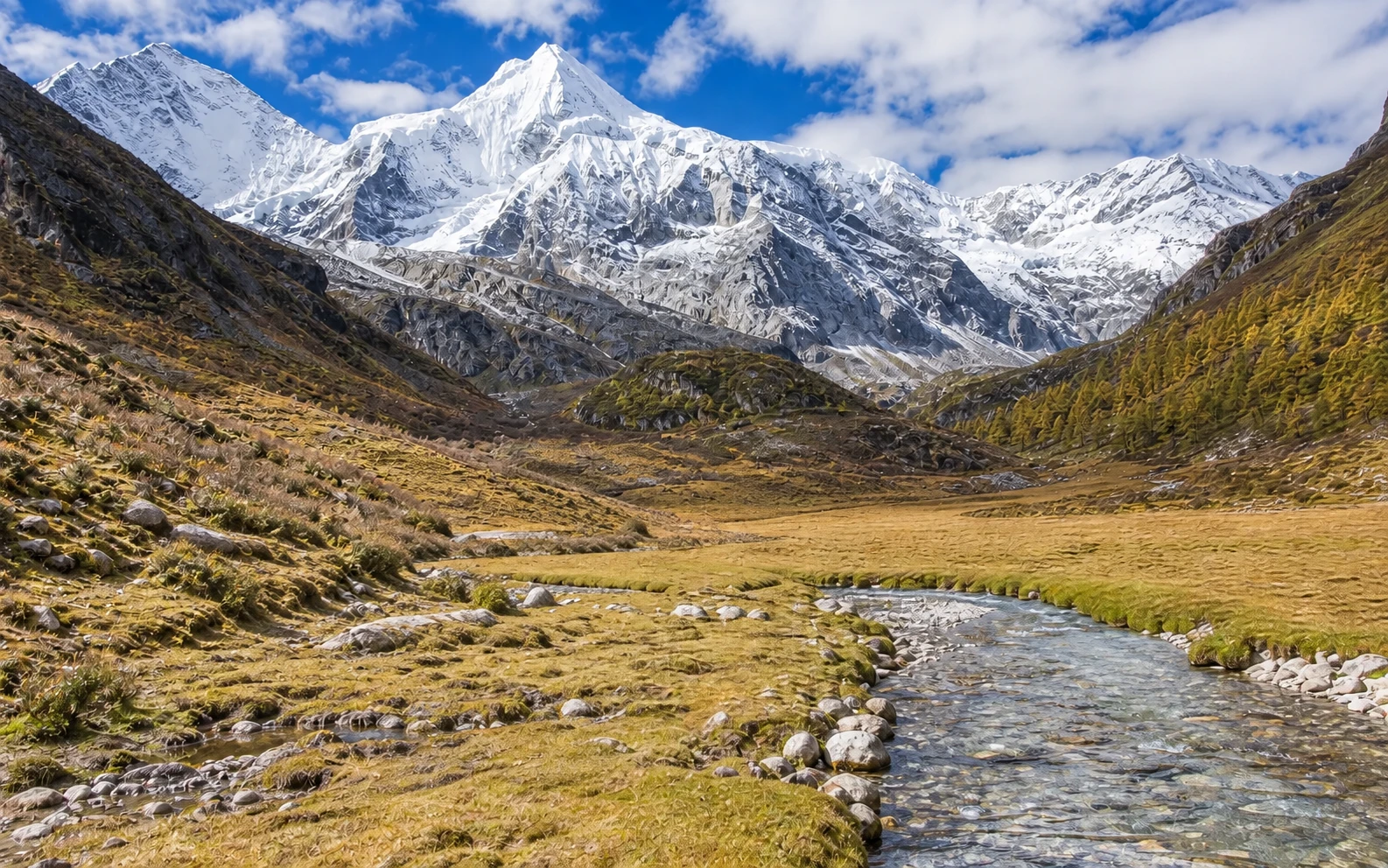 AI scenic illustration for Daocheng Yading and onward to Xiangcheng — 12-Day Chengdu to Lhasa G318 Overland Group Tour via Daocheng Yading