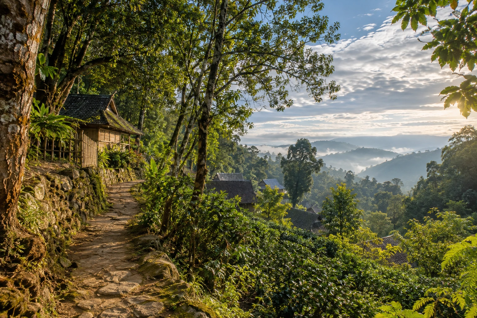 A forest-edge path near Mangjing on Jingmai Mountain
