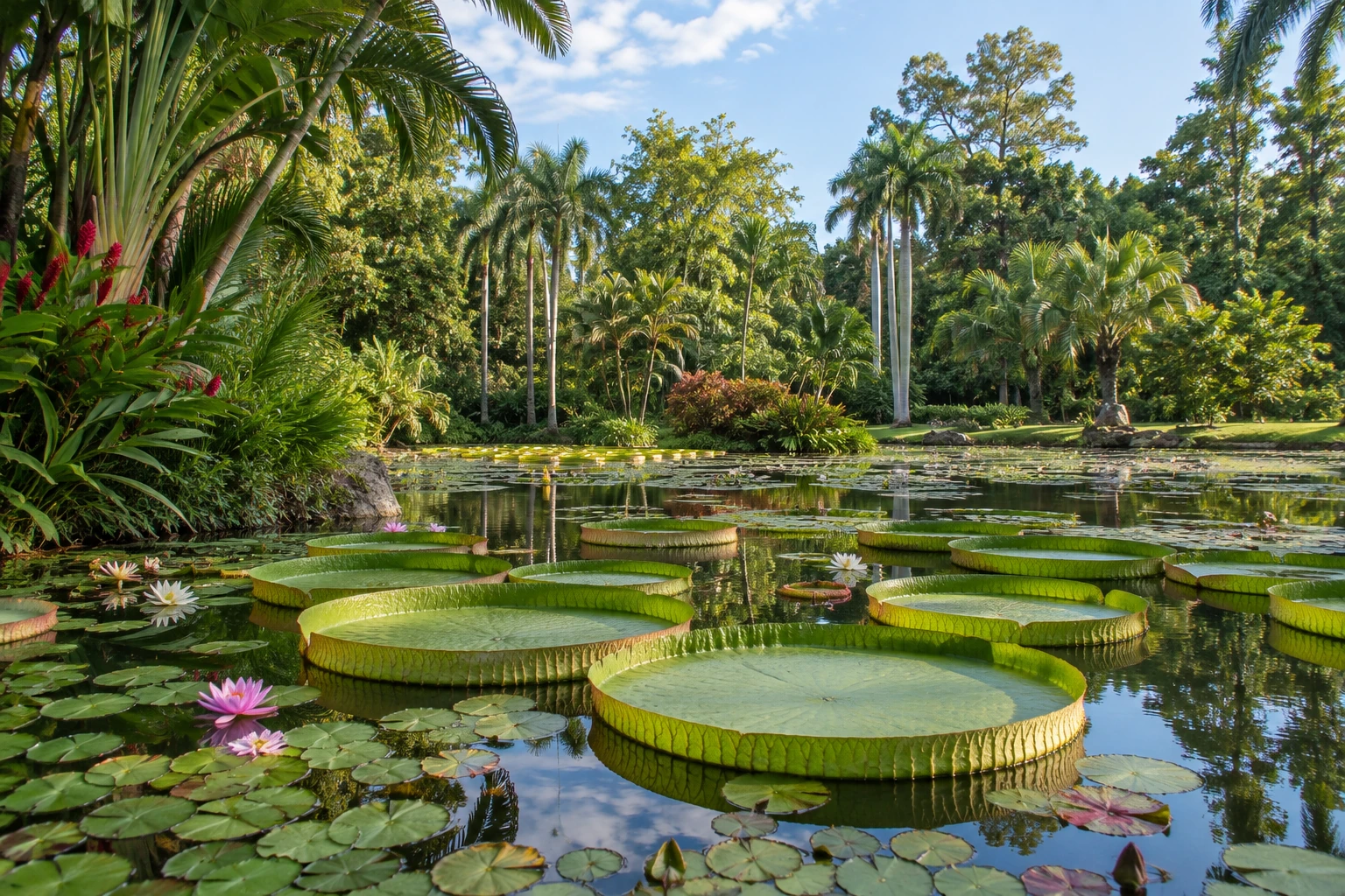 Water lilies in a tropical garden in Xishuangbanna