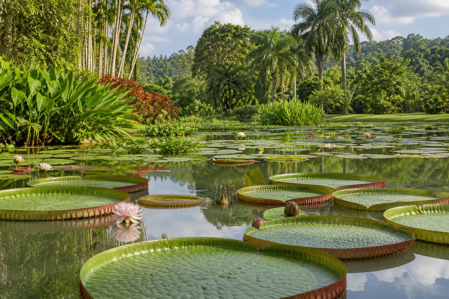 Water lilies in a tropical garden in Xishuangbanna