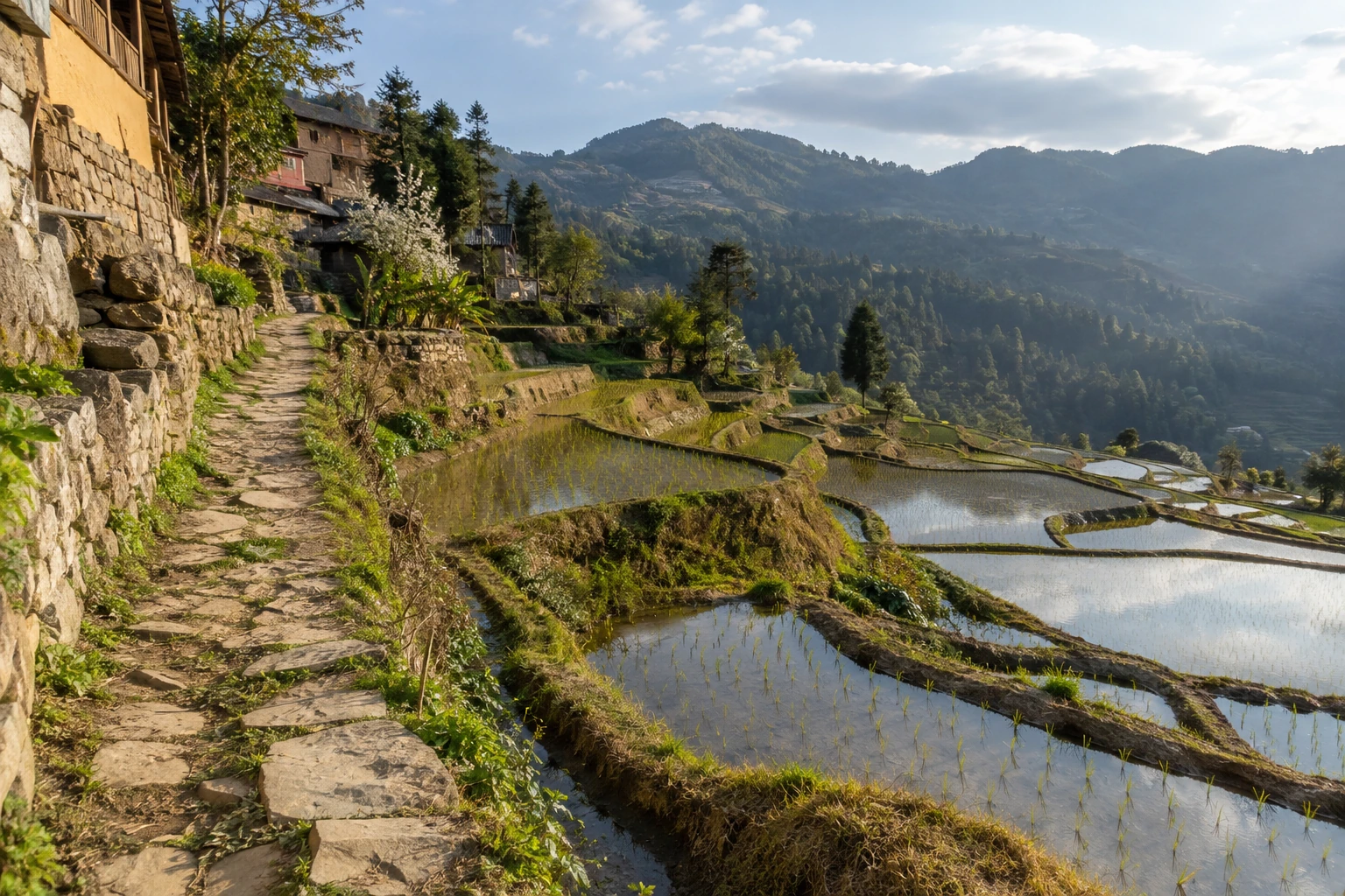 An established path beside Yuanyang’s terraced fields