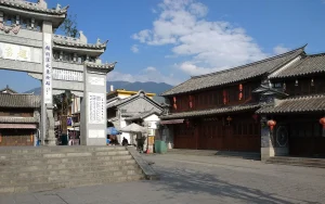 Traditional gateway and square in Xizhou Old Town