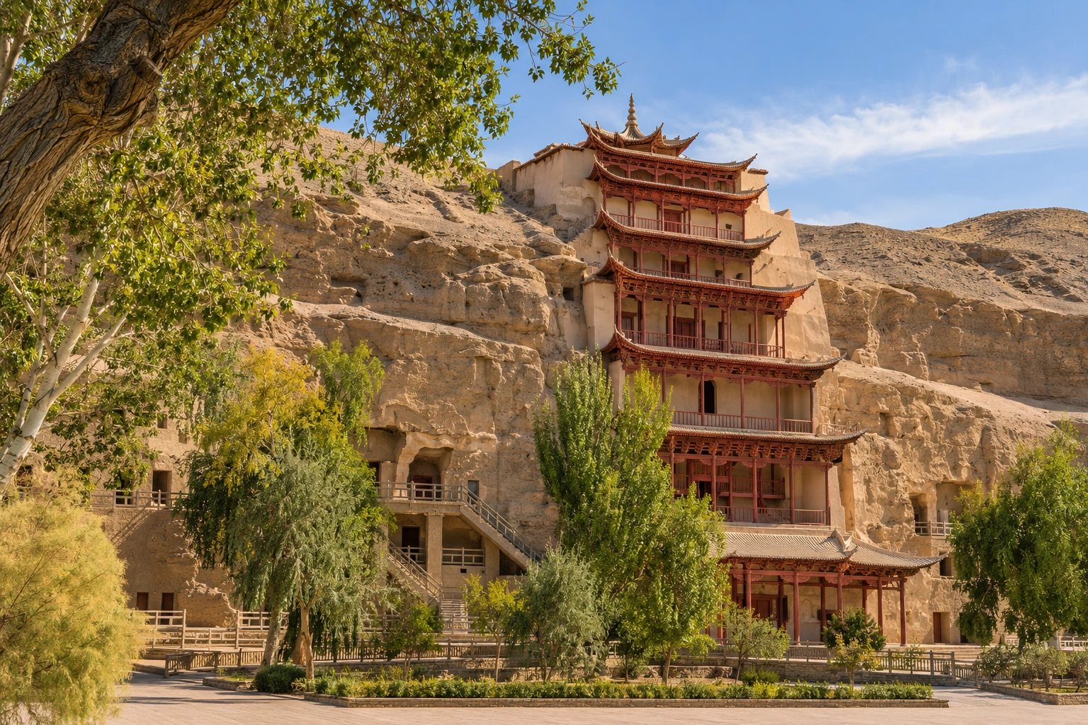 Desert cave cliff setting near Dunhuang in Gansu illustration Illustration of Desert cave cliff setting near Dunhuang in Gansu