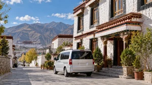 AI-generated illustration: arrival and rest in lhasa.