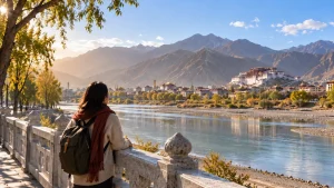 AI-generated illustration: farewell to lhasa.