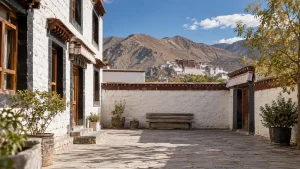 AI-generated illustration: a restful arrival in lhasa.