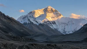 AI-generated illustration: sunset on everest north face.