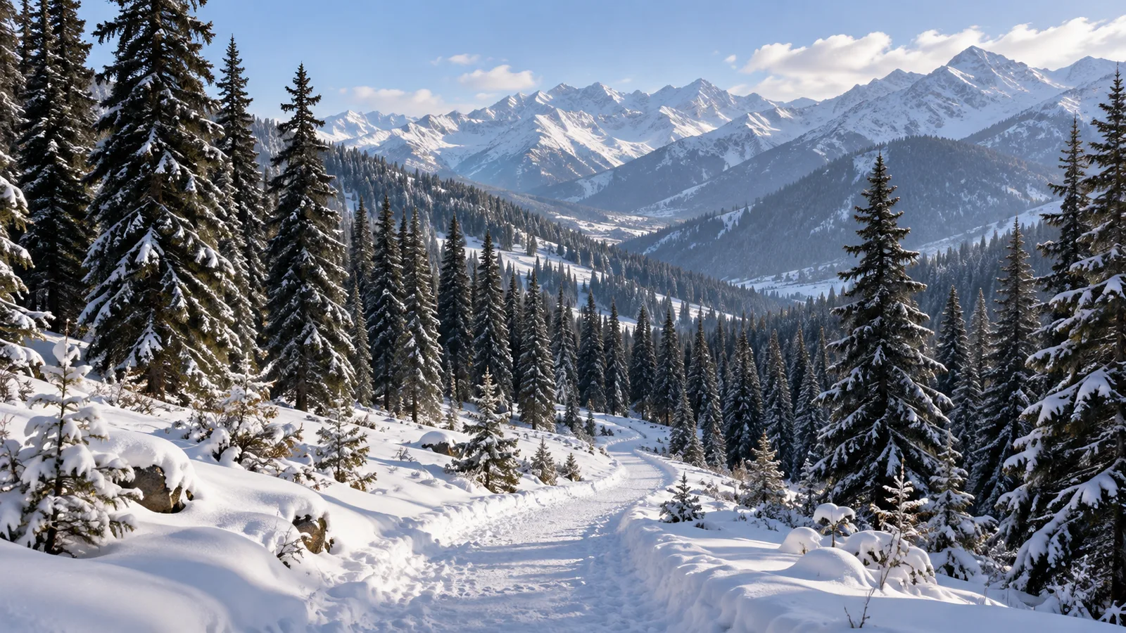AI-generated illustration: kuerdening snowy forest.