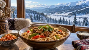 AI-generated illustration: ili winter food and scenery.