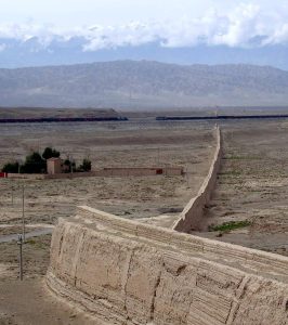 A section of the wall at Jiayuguan in Gansu