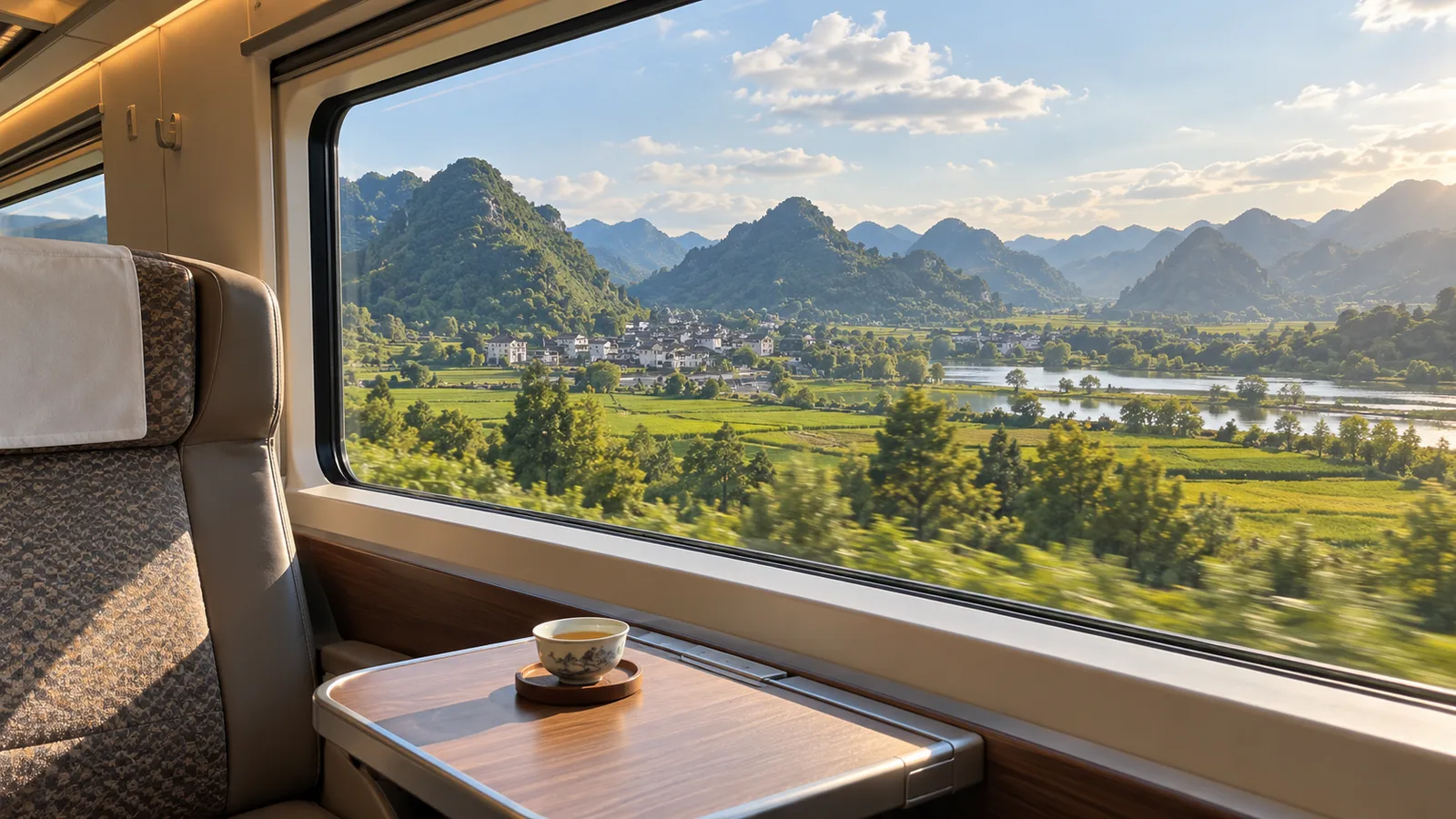 AI-generated illustration: comfortable rail return to kunming.